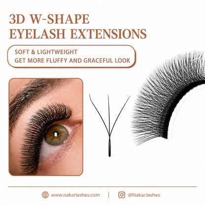 3D W Shape lash effect and fiber structure