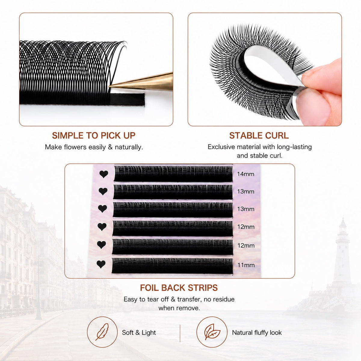5D W Shape lash pickup curl and foil backing