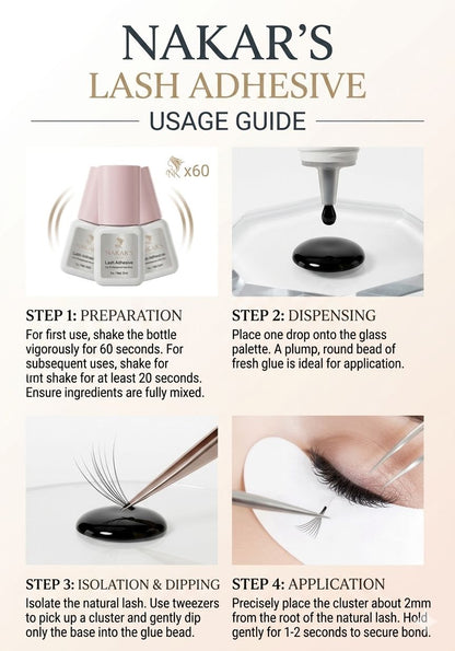 Nakar's Lashes Power 1.0 Eyelash Adhesive – 5ml