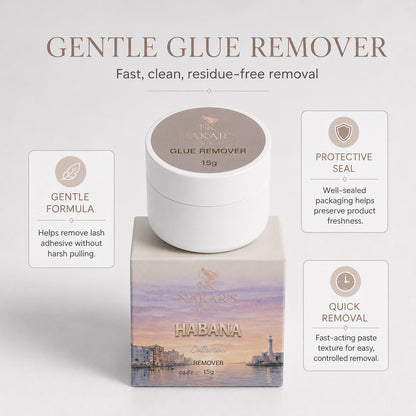 Nakar's Lashes gentle glue remover benefits and quick controlled removal