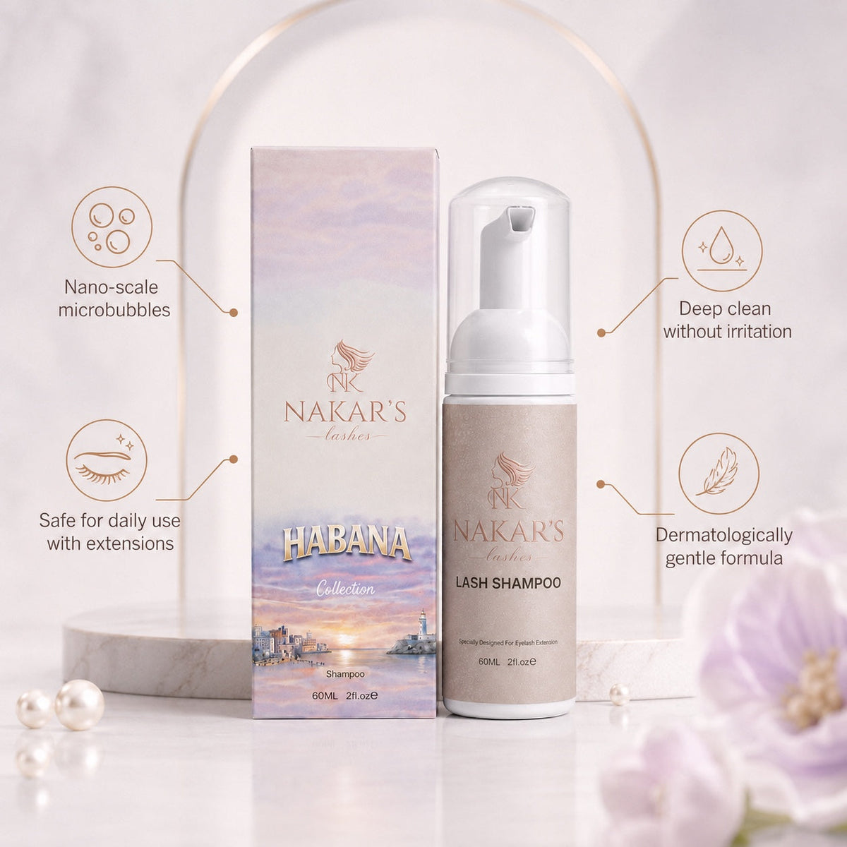 Nakar's Lashes Lash Shampoo benefits and gentle daily cleansing