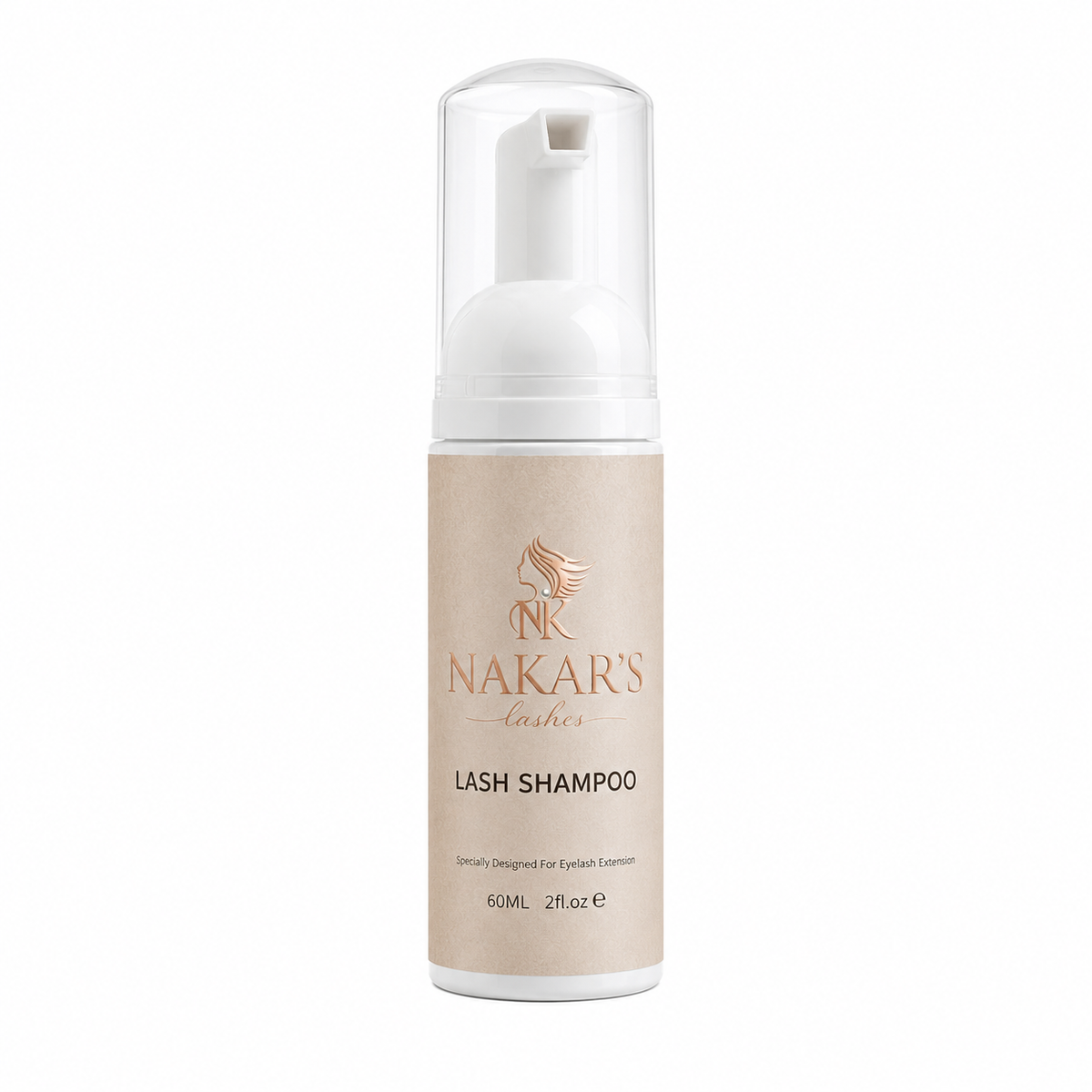 Nakar's Lashes Lash Shampoo 60 ml bottle on white background